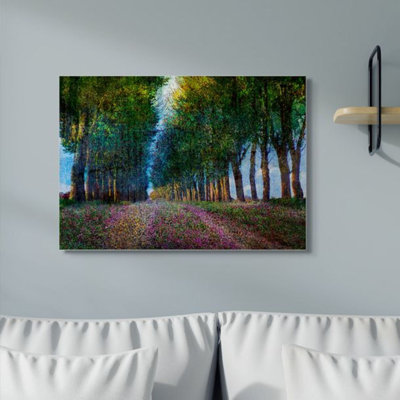 «Purple Floral Field Entre Tree Row Landscape» par Chris Vest - reproduction d'art