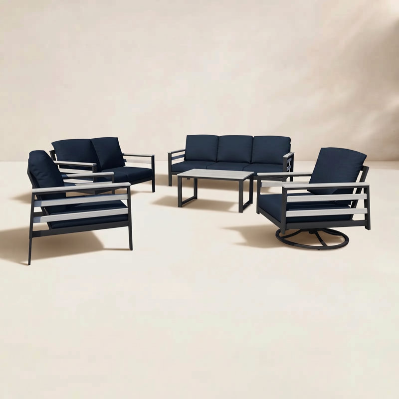 Ensemble de conversation avec canapé Sunbrella pour 7 personnes Townsend, Toile bleu marine Sunbrella®