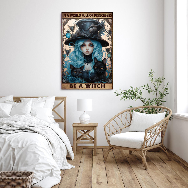 «Woman Be A Witch» - Reproduction d'art graphique sur toile tendue 1 pièce, H 20 po x l 16 po x P 1,25 po