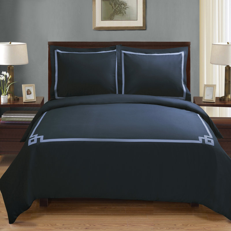 Ensemble de housse de couette 100% coton 200 fils 200 fils, Housse de couette double / grand et 2 taies décor, Doré