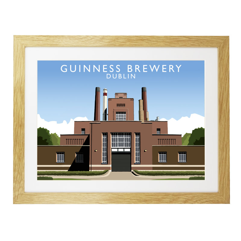 Guinness Brewery 1 by Richard O'Neil - Print, 33.5 cm H x 43.5 cm W x 2.2 cm D, Oak Wood Frame
