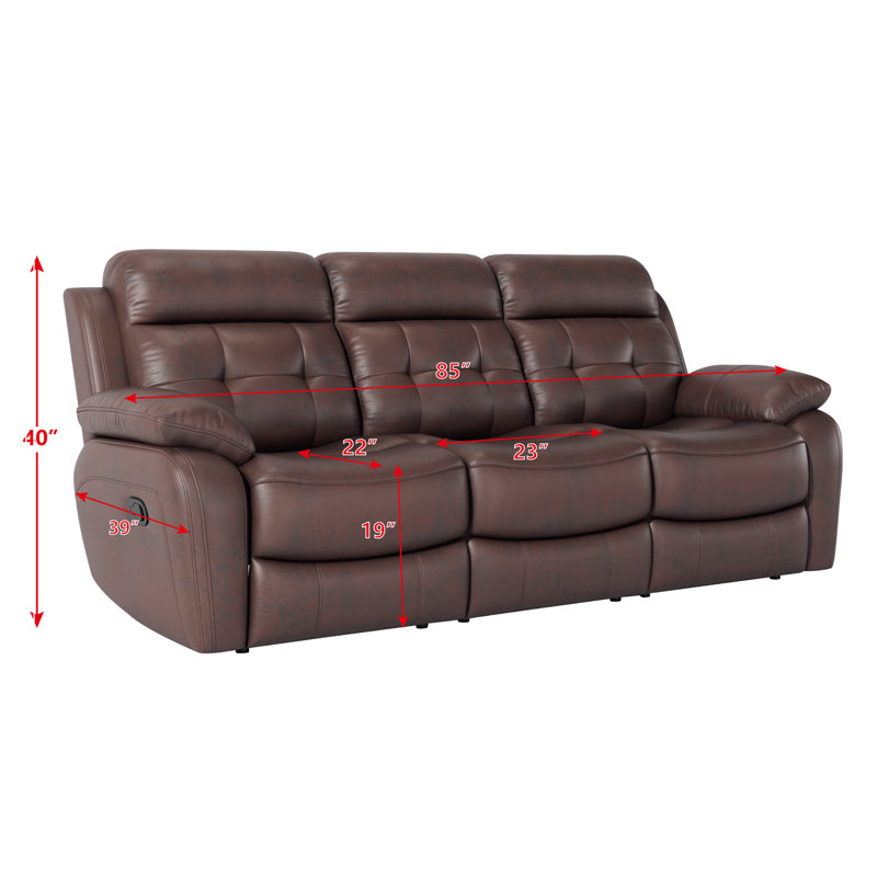 Breathable Power Reclining Sofa with Drop Down Table,USB Button and Wireless Charger, Brown Genuine Leather