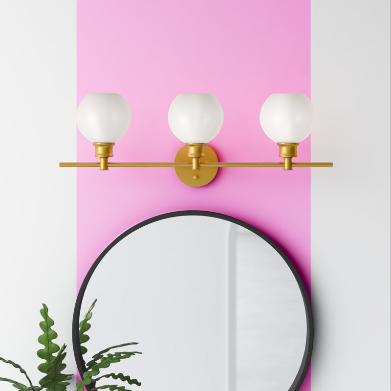 Éclairage pour meuble-lavabo en verre Drinkard, Laiton, Blanc, 5 Lights