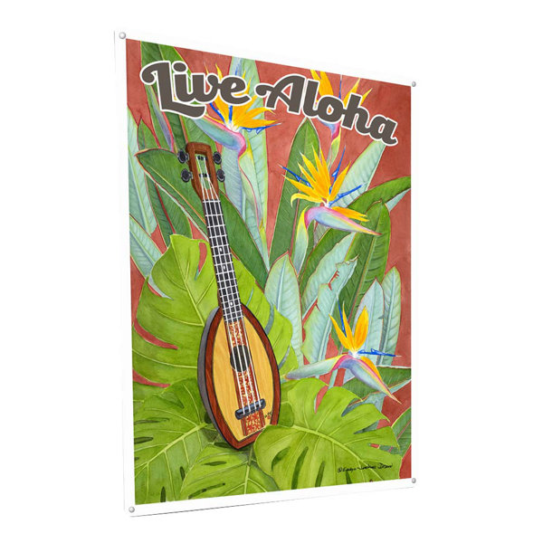 Trinx Tropical Live Aloha Ukulele On Metal Print | Wayfair