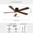 52" Flush Mount Ceiling Fan With Lights And Remote, Imitation Wood Grain Farmhouse Ceiling Fan, Stepless Dimming, Low Profile LED Light, 6 Speeds, Reversible