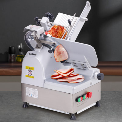 Heavy Duty Commercial Meat Slicer 550W With 12 Inch Carbon Steel Blade 0 To 14mm Adjustable Thickness For Deli Butcher Shop Restaurant