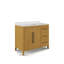 Meuble-lavabo autoportant à simple cuve en chêne Baja de 42 po avec plateau en marbre blanc de Carrare Lusso (assemblé)-940661