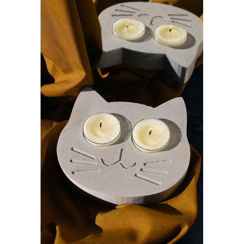 Concrete / Cement Tabletop Tealight Holder, Grey