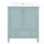 Meuble-lavabo de 30 pouces avec lavabo central encastré, armoire de rangement multifonctionnelle, bois d'hévéa massif et charnières en acier inoxydable à finition peinte, forme rectangulaire autoportante, rond argenté-1090716262