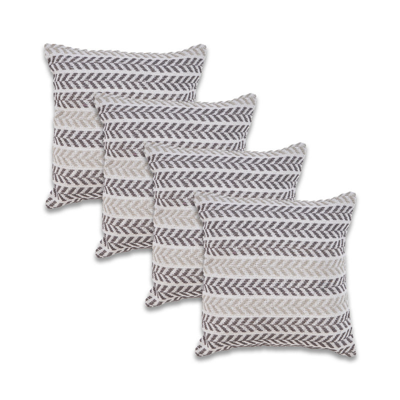 Hand-Woven Chevron Cotton Throw Pillow Set, Gray, Polyester/Polyfill