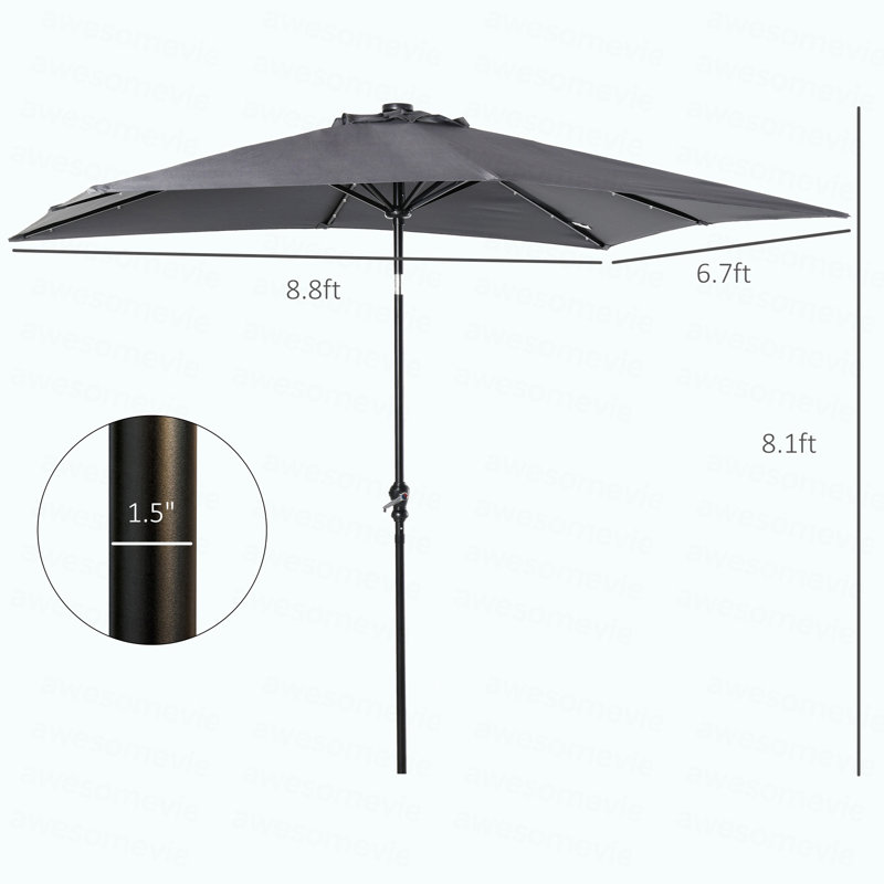 Parasol solaire Sun, parasol de patio éclairé, Gris foncé