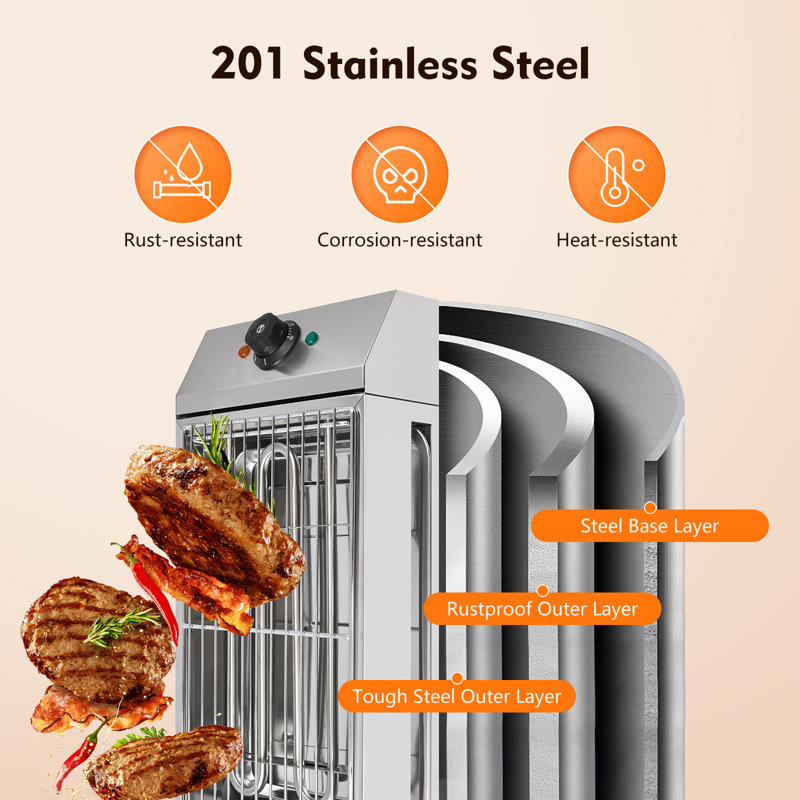 1800W Electric Grill, Portable Stainless Steel Non-Stick BBQ For Home Patio