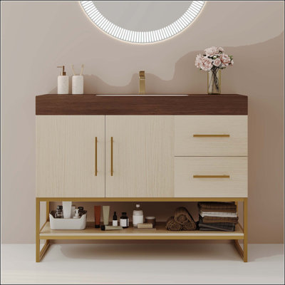 Meuble-lavabo sur pied 36 po avec lavabo en céramique sans couture 36 po