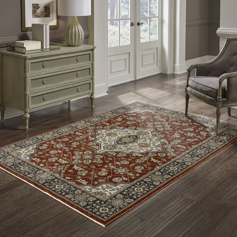 Tapis oriental rouge / bleu Hovis, Rectangle 5 pi 3 po x 7 pi 6 po
