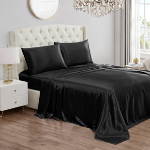Satin Radiance Soft Silky Satin Sheets Solid Color Deep Pocket Twin Size  Satin Bed Sheet Set Cooling And Soft Slippery Satin Bedding + Satin