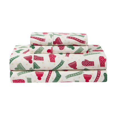 Hallmark Winters Multi Brushed Cotton Flannel Bed Sheet Set, Twin
