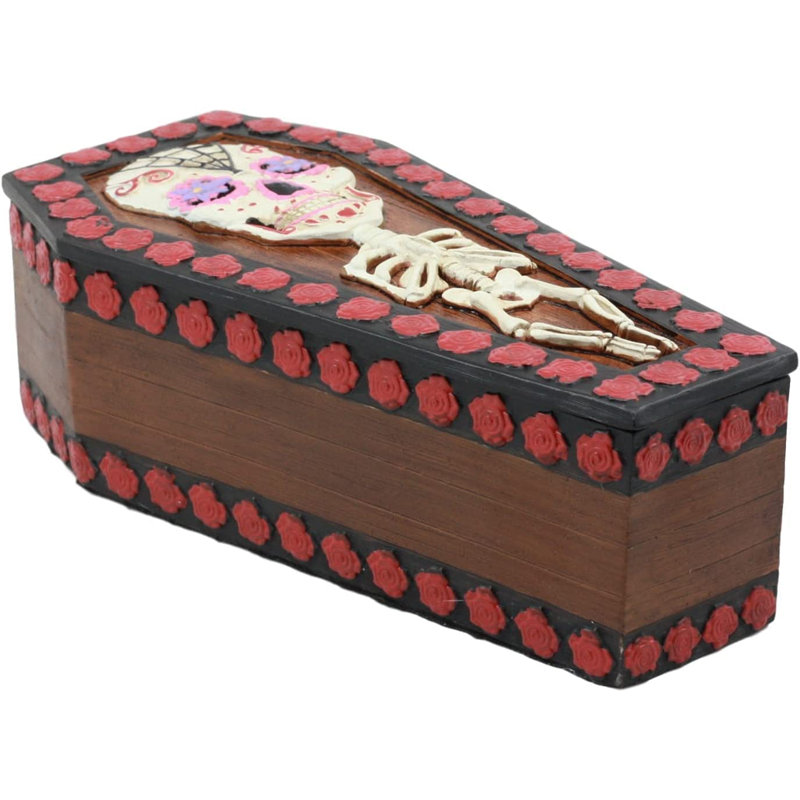 Sculpture cercueil Decamp Ebros Sugar Skulls Roses