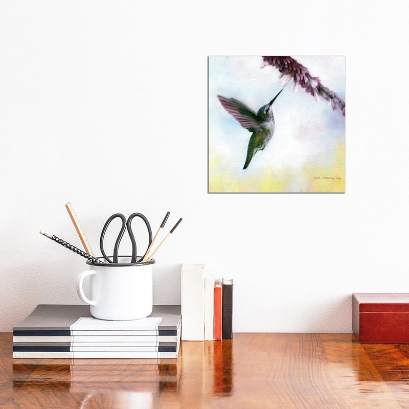 Anna's Hummingbird par Sarah Stribble - reproduction d'art, H 12 po x l 12 po x P 0,75 po, Toile tendue, Aucun mat