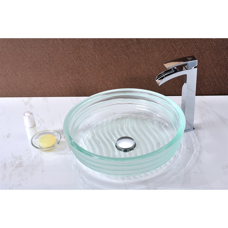 Canta Series Deco-Glass Vessel Sink In Lustrous Translucent Crystal