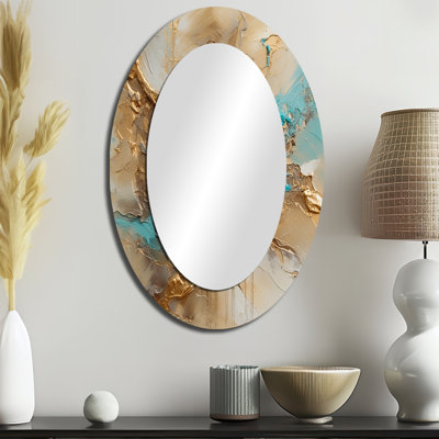 Miroir mural ovale sur fond doré