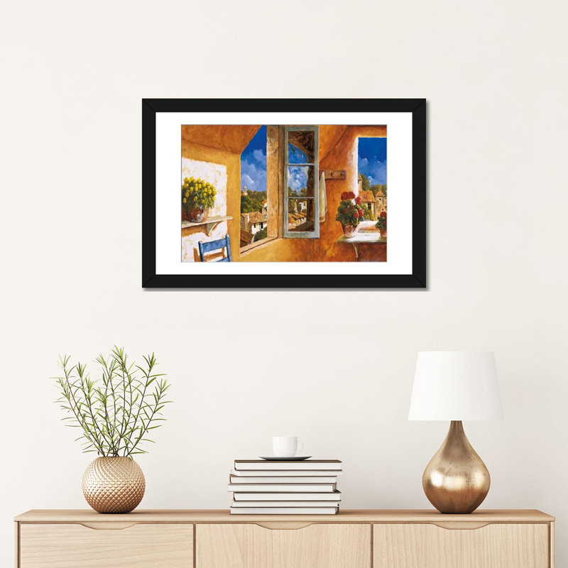 « good matin soleil », reproduction sur toile, H 16 po x l 24 po x P 1 po, Papier d'art encadré noir, Blanc