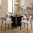 47.2" Mid-Century Modern Round Dining Table with Fluted 4 Legs Base, Black Wood Texture-410101829