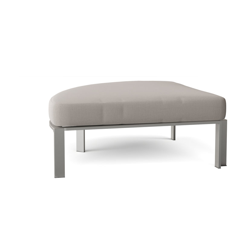 Tivoli Outdoor Teak Ottoman Patio Ottoman, Sailcloth Seagull