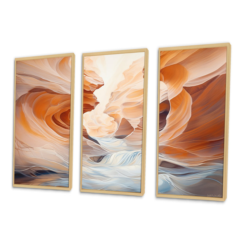Canyon Antelope liquide Art III - ensemble de décoration murale Canyon, Cadre naturel flottant, H 40 po x l 60 po x P 1 po