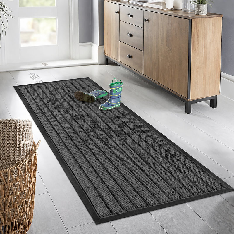Heavy Duty PVC Rubber Door Mat – Non-Slip Indoor/Outdoor Entrance, Hallway & Kitchen Floor Mat , 50cm W x 80cm L, Grey