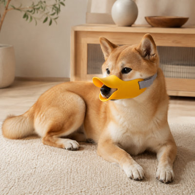 Adjustable Silicone Duckbill Dog Muzzle with Secure Head Strap