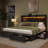Queen Bed With 6 Storage Drawers & Headboard, Platform Bed With Led Lights & Charging Station, Black-1827813042-1827813052