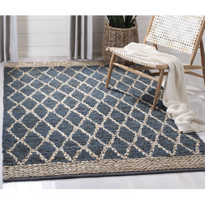 Tapis géométrique en jute / coton tissé à la main Alejo