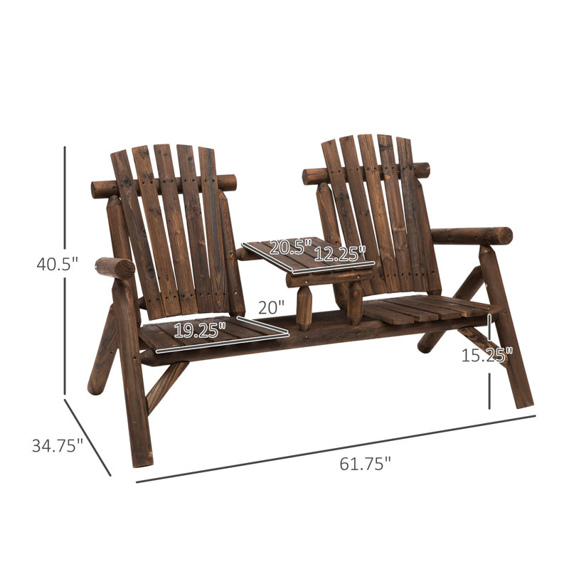 2 chaises en bois avec table, séduisante pour la cour extérieure, patio, terrasse, porche - foyer confortable