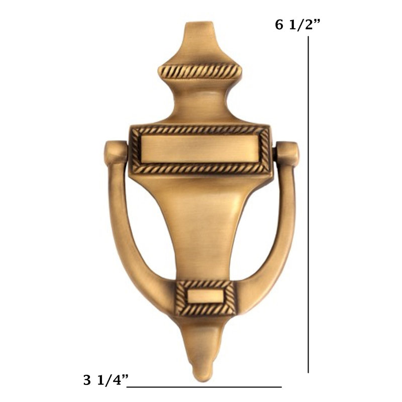 Rope Brass Door Knocker, Antique Brass