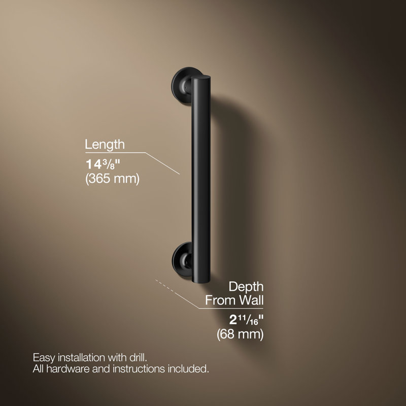 Purist® Grab Bar, 12"W, Matte Black