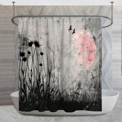 Rideau de douche lune - décor de salle de bain nature gothique