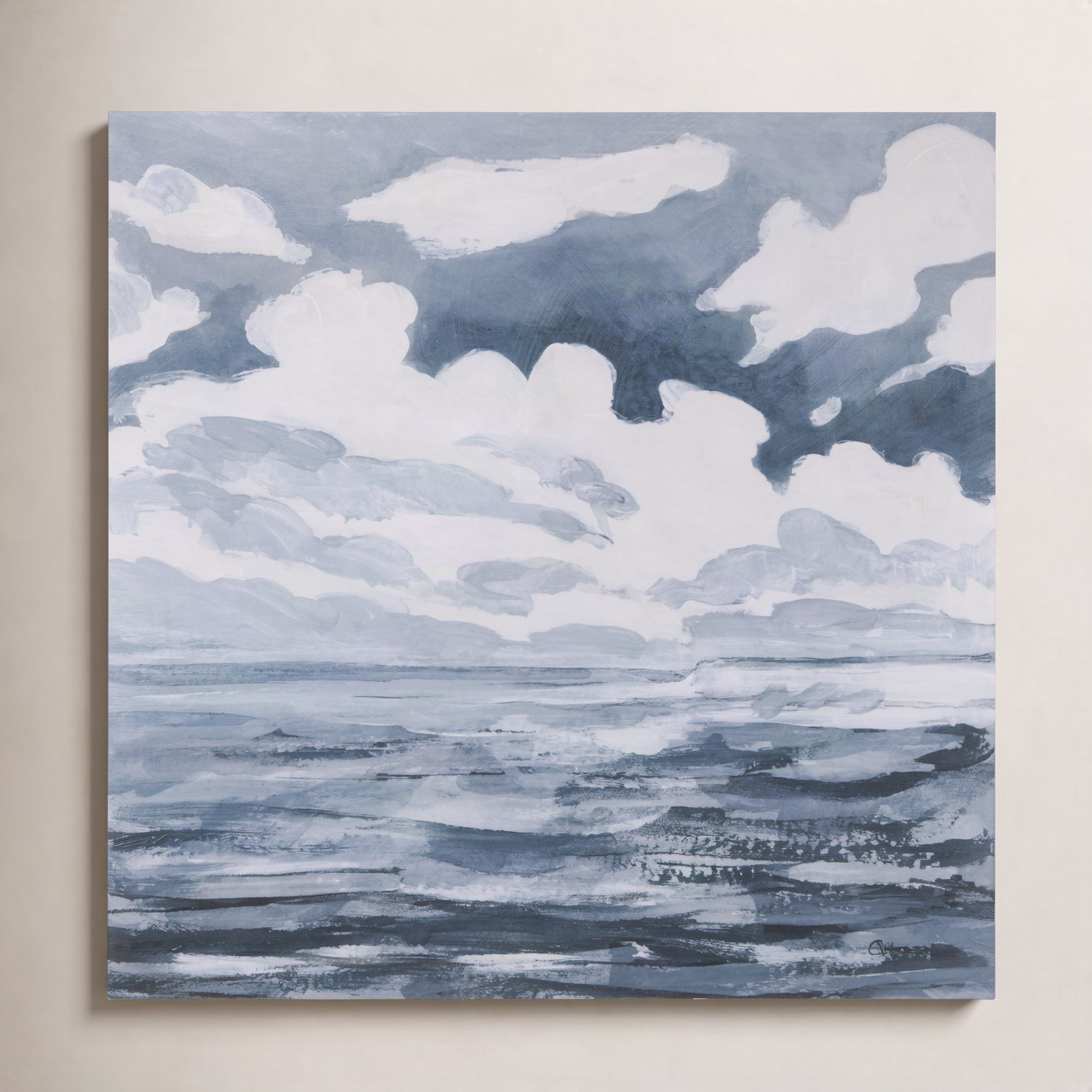 Clouds and Sea I Hand-Embellished Print, 41" H x 41" W x 3" D