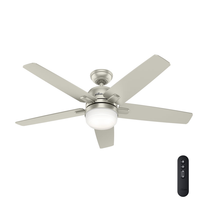 52" Cavera 5 - Blade Wi-Fi LED Standard Smart Ceiling Fan With Remote Control and Light Included