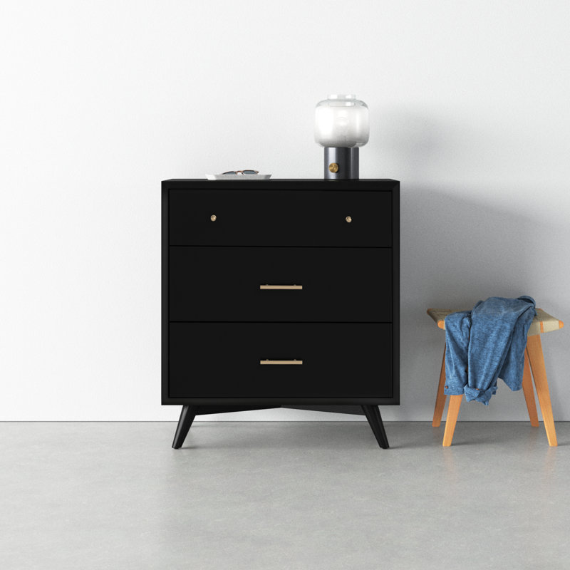 Williams 32'' W 3-Drawer Vertical Mahogany Chest, Black