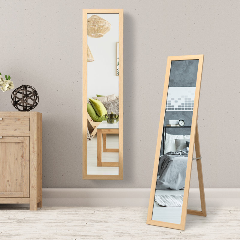 Devany Wood Flat Wall Mirror, Nature