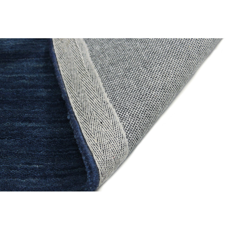 Handmade Blue and Ivory Wool Striped Runner Rug