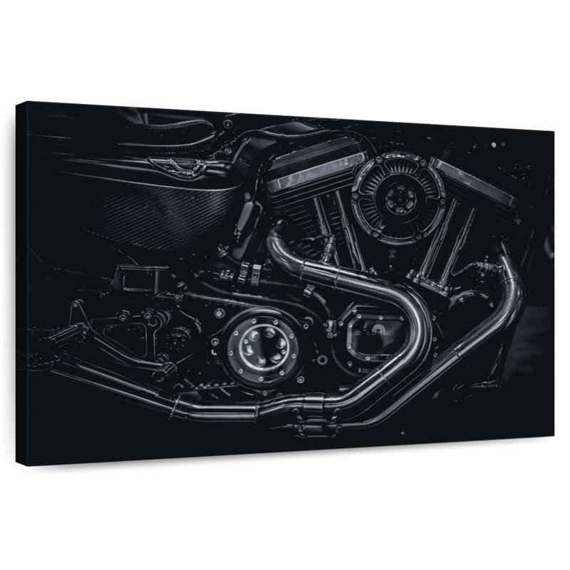 Mehar Monochromatic Motorcycle Engine, 24" H x 36" W