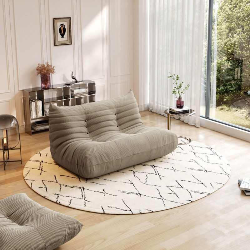 Fauteuil à billes Compression Fireside Chair, Velours côtelé vert, H 28,3 po x l 53,3 po x P 39,7 po