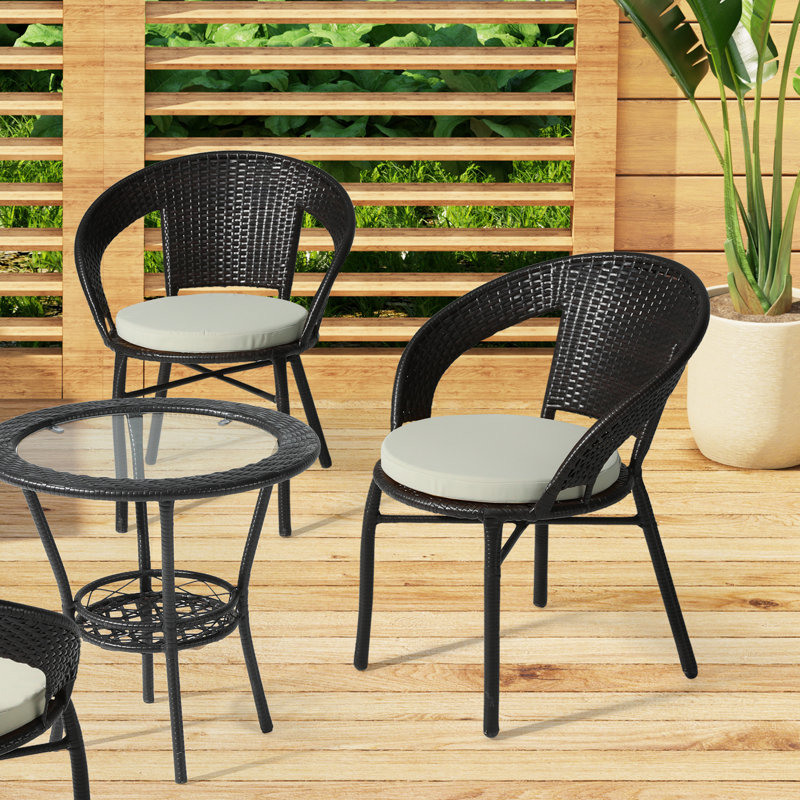  Patio Dining Chair Cushion, Beige, 18" W x 18" D