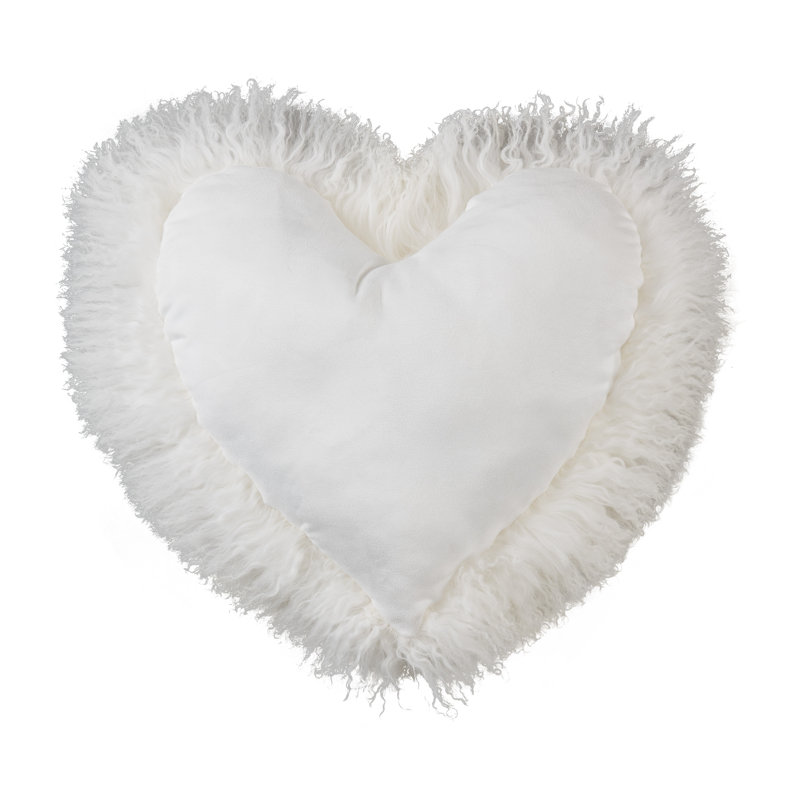 Mongolian Lamb Pillows Throw Pillow, Ivory