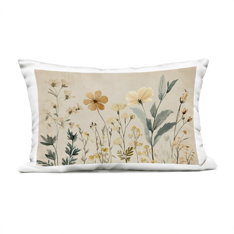 Coussin d'extérieur imprimé Free Flowers Foliage par Petal Prints Design, Feuillage brun clair