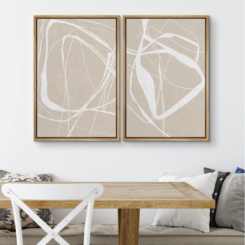" White Line Over Contrasting Green " 2 - Pieces, Natural, 36" H x 24" W