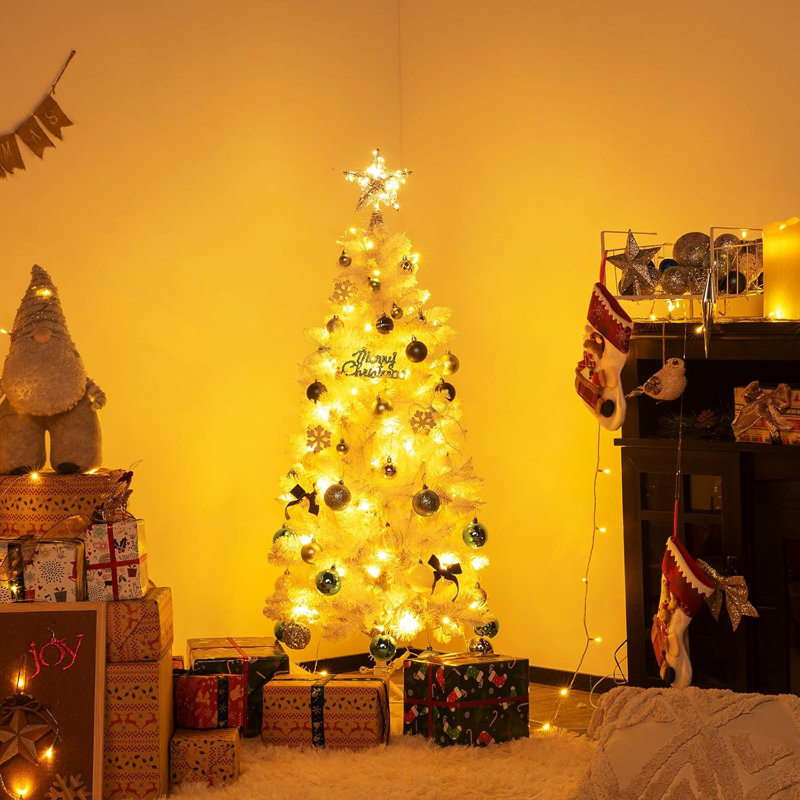 Arbre de Noël blanc illuminé, 4'
