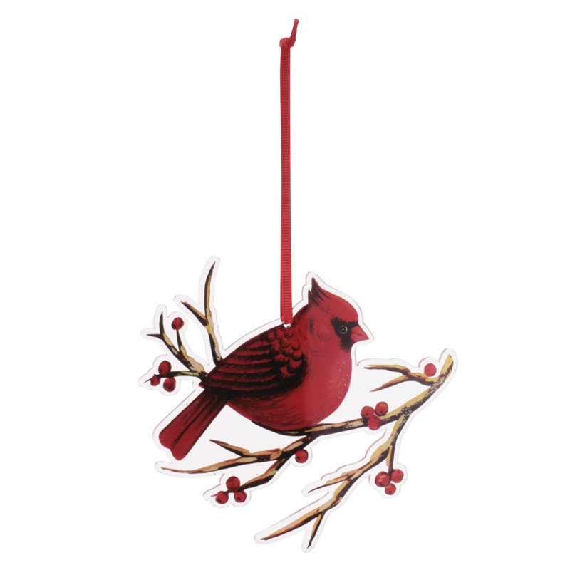 Ensemble d'ornement cardinal sur branche (ensemble de 12)