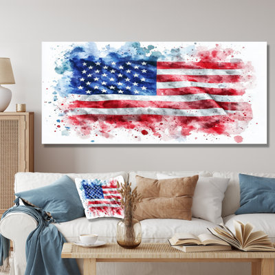 Watercolor American Flag - USA Metal Wall Decor, Traditional Metal Art Print